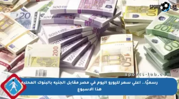 رسميًا.. أعلى سعر لليورو اليوم في مصر مقابل الجنيه بالبنوك المحلية هذا الأسبوع